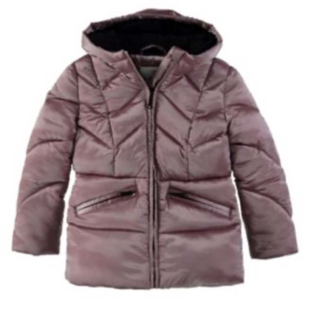 Sam Edelman Girls Crystal Satin Chevron Ouilt Puffer Jacket -Lilac Size 5/6